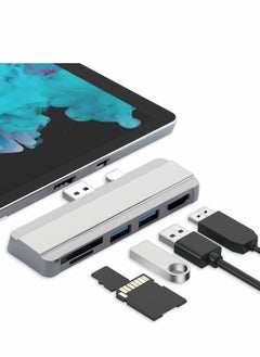 محور لمحطة إرساء Surface Pro 4 5 6 USB 3.0x2 محول، قارئ بطاقة الذاكرة SD TF Micro، منفذ HDMI 4K مايكروسوفت 6 5 4 (فضي)
