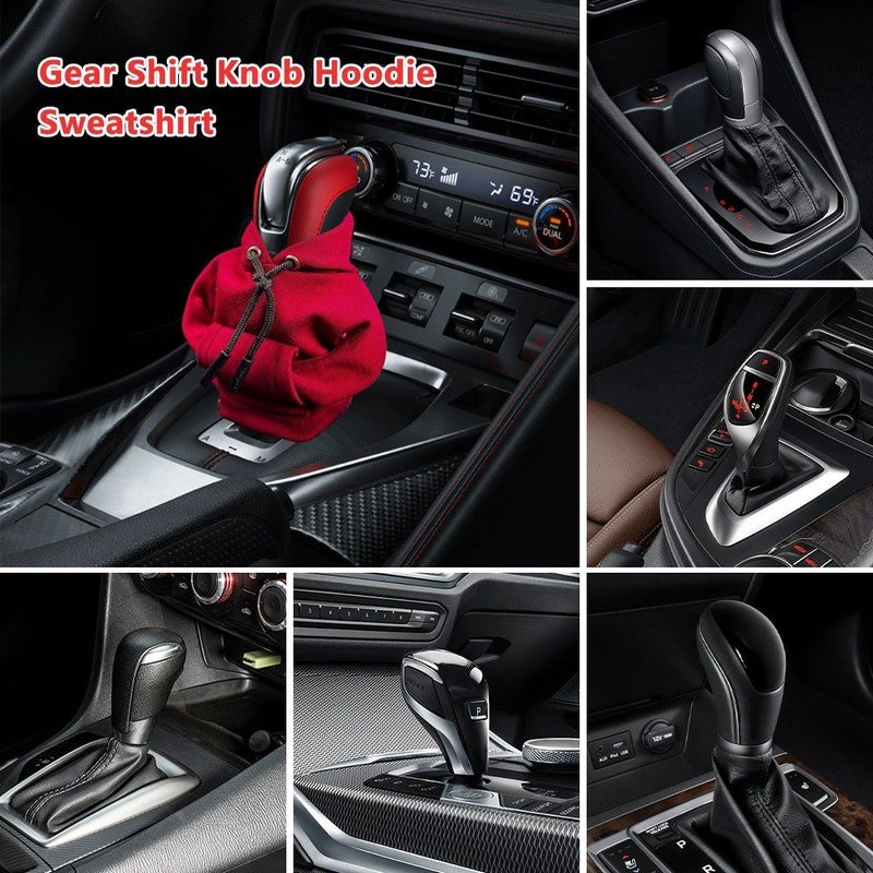 4 Colors Car Gear Stick Hoodie Black Red Interior Accessories Soft Comfortable Cover for Gear Handle Handbrake Shift Knob Protects Wear Tear - Image 1