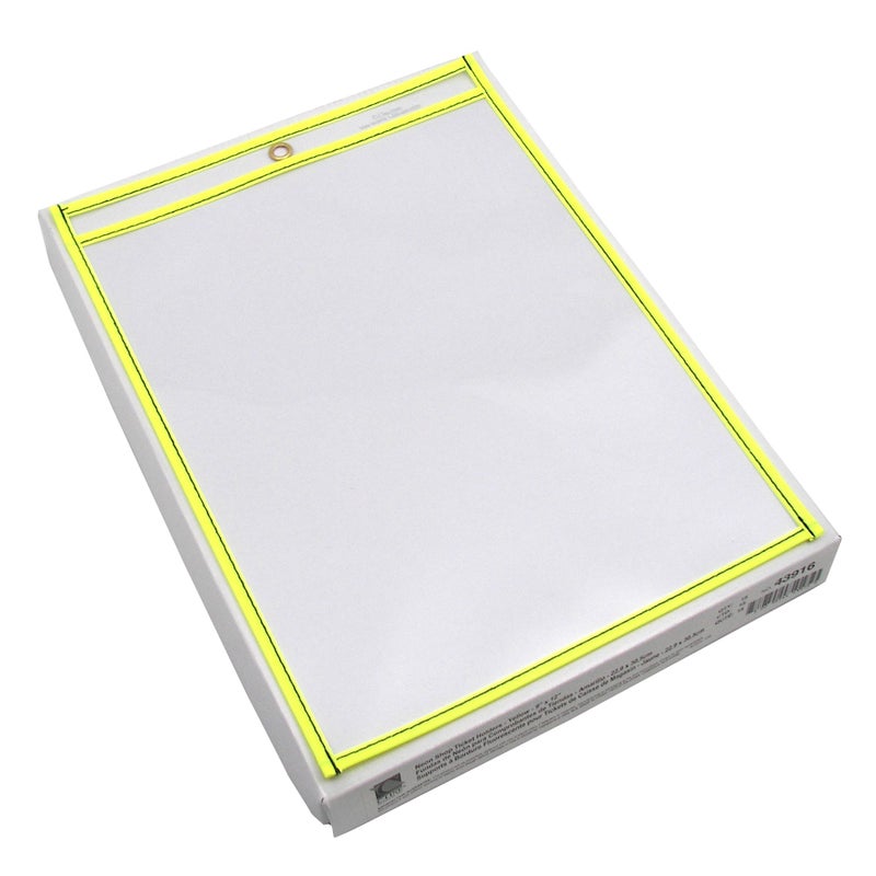 C-Line Neon Stitched Shop Ticket Holders, Yellow, Both Sides Clear, 9 x 12 Inches, 15 per Box (43916) - Image 2