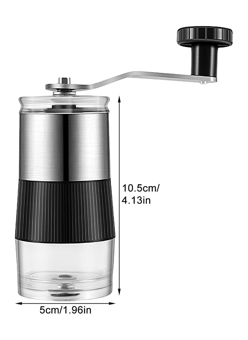 Monda - Coffee Bean Grinder Conical Burr Coffee Grinder with Hand Crank, Portable and Adjustable Settings for Fine to Coarse Grind Ideal for Camping or Travel Silver/Black4.13x1.96inch - Image 1
