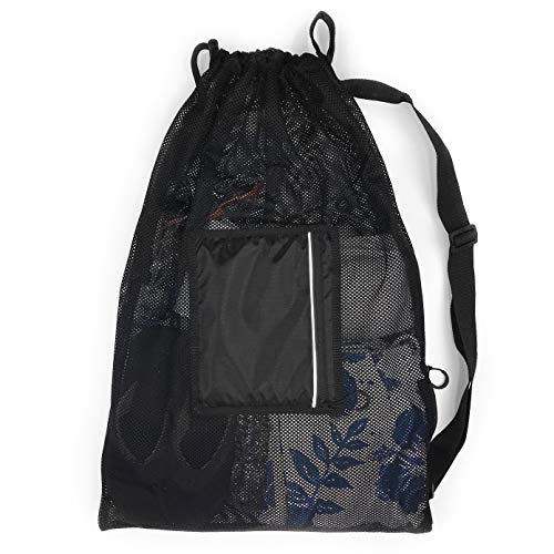 Fitdom Large Mesh Swim Drawstring Sling Bag. Best for Swimming, Gym & Beach - Image 1