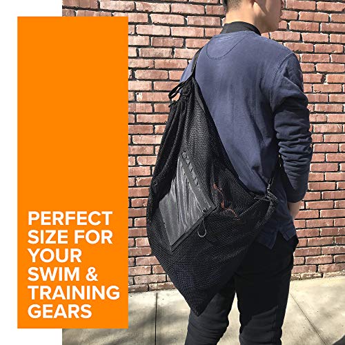 Fitdom Large Mesh Swim Drawstring Sling Bag. Best for Swimming, Gym & Beach - Image 3