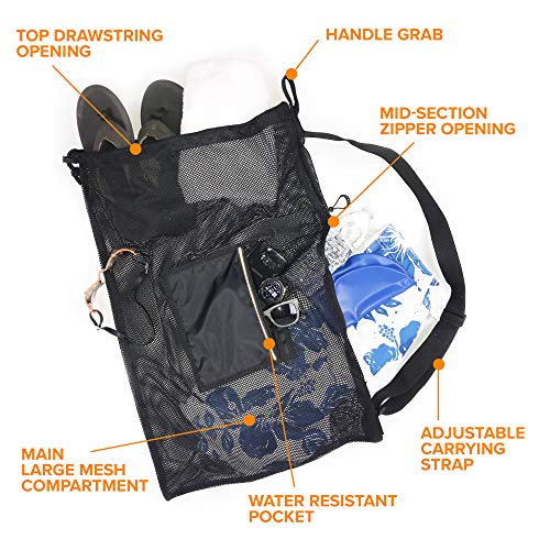 Fitdom Large Mesh Swim Drawstring Sling Bag. Best for Swimming, Gym & Beach - Image 4