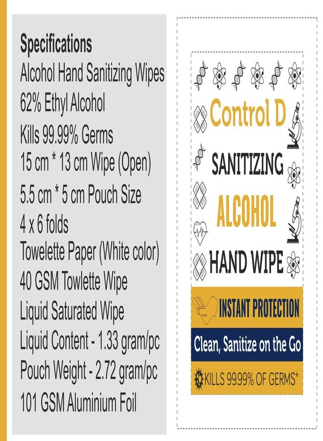 Control D 100 Individually Packed Disinfectant Large Wet Wipes - Image 5