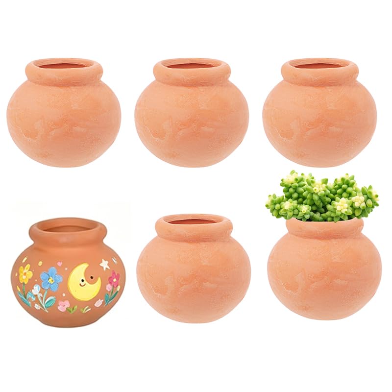 Toddmomy Mini Clay Pots 6Pcs Mini Terracotta Clay Pots Pottery Planter Miniature Flower Containers for Succulent Plants DIY Garden Dollhouse and Home Decor - Image 1