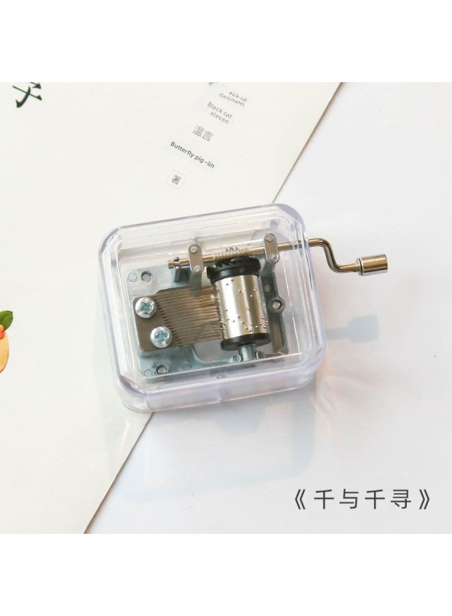 Coil Music Box Mini Birthday Mechanical Hand-cranked Movement Couple Coil BFF Transparent Ney Music Box-Color:Canon - Image 4