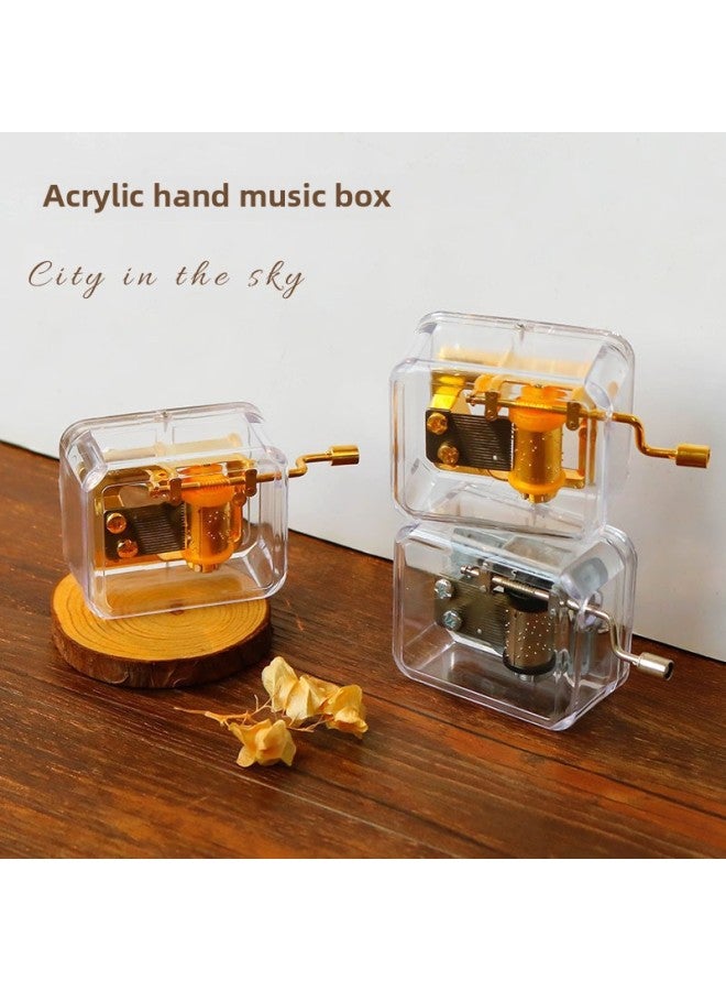Coil Music Box Mini Birthday Mechanical Hand-cranked Movement Couple Coil BFF Transparent Ney Music Box-Color:Canon - Image 2
