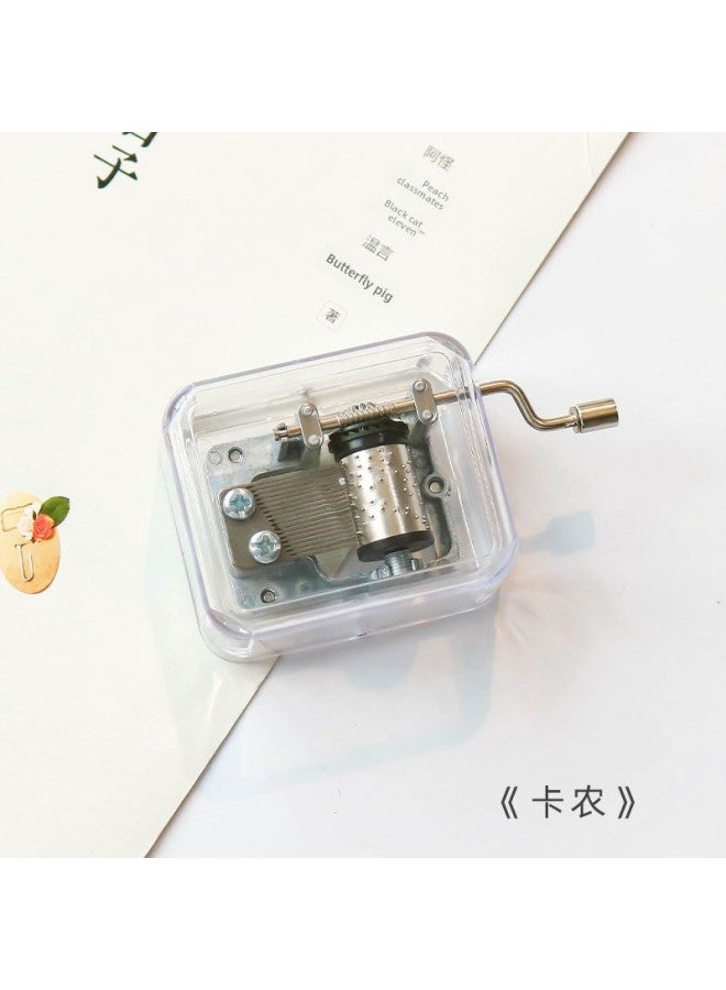 Coil Music Box Mini Birthday Mechanical Hand-cranked Movement Couple Coil BFF Transparent Ney Music Box-Color:Canon - Image 1