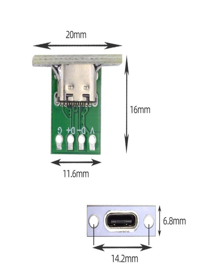 chenyang 5 Pack USB C DIY Connector 24Pin Female Socket Port Repair Replacement Solder Adapter with Panel Mount Screw Hole - Image 5
