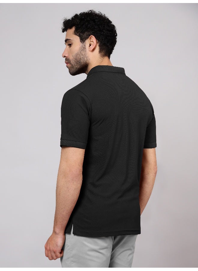 Beyoung Men's Regular Fit Half Sleeve Soild Casual Bold Polo T-shirt - Image 2