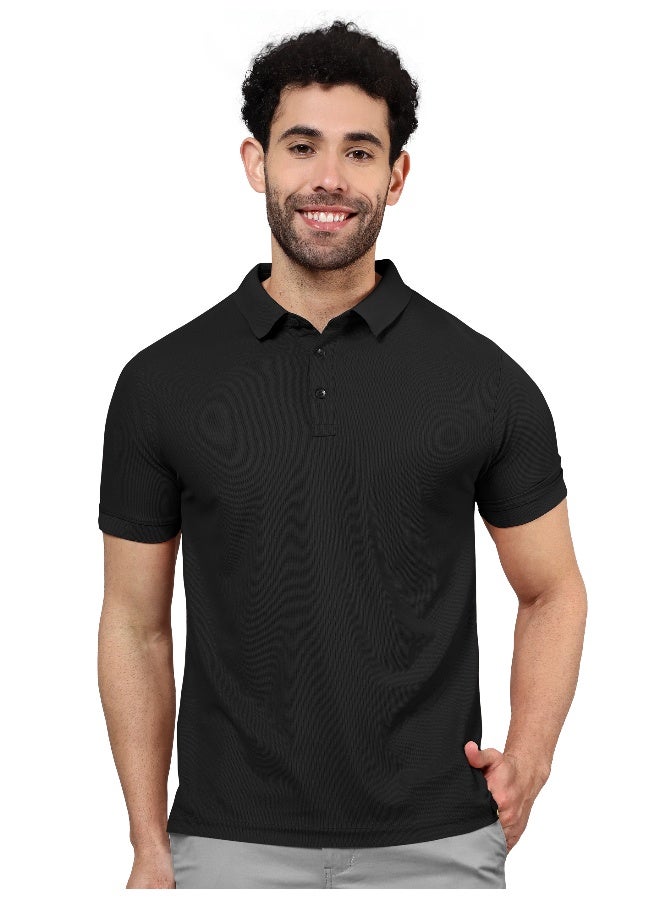 Beyoung Men's Regular Fit Half Sleeve Soild Casual Bold Polo T-shirt - Image 3