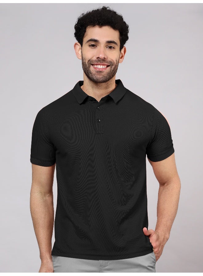 Beyoung Men's Regular Fit Half Sleeve Soild Casual Bold Polo T-shirt - Image 1