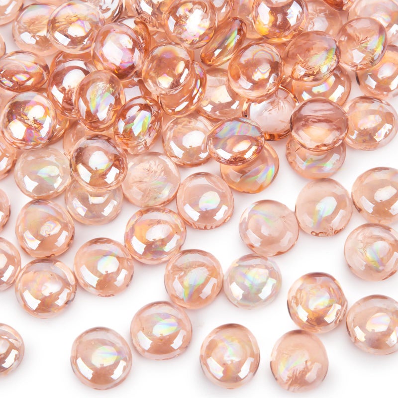 FUTUREPLUSX 1LB Pink Flat Glass Marbles, Vase Fillers Gems Fish Bowl Marbles Decorative Glass Pebbles for Vases Aquarium Floral Smooth Stone - Image 1