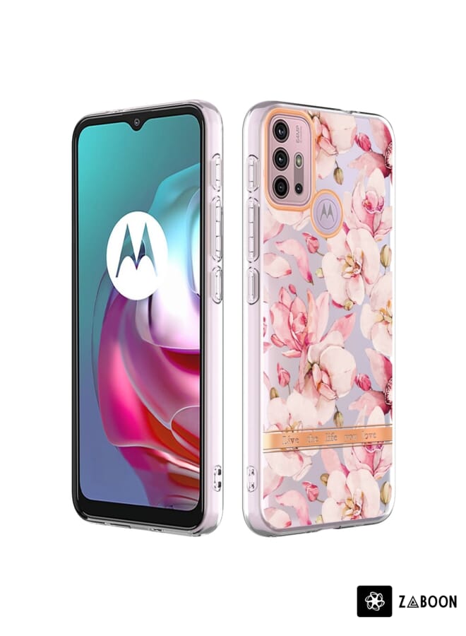 Zaboon Protective Case For Motorola Moto G30 / G20 / G10 / G10 Power Flowers and Plants Series IMD TPU - Image 1