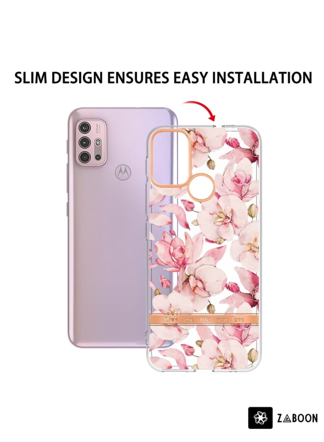 Zaboon Protective Case For Motorola Moto G30 / G20 / G10 / G10 Power Flowers and Plants Series IMD TPU - Image 5