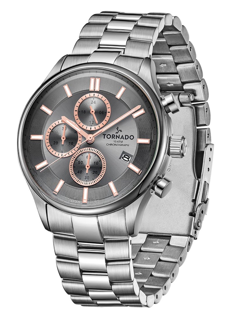 TORNADO Men's Stainless Steel Chronograph Watch T6106B-SBSX - 42x48 mm - Image 2