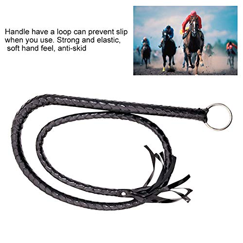 CALIDAKA Faux Leather Black Whip Costume Whip Handmade Bullwhip, Whip Costume Accessory Horse Riding Crops Equestrianism Whips for Stage Performance Racing Cosplay Costume Accessories - Image 5
