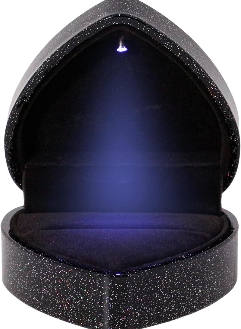 KASTWAVE Heart Shaped Ring Gift Box with LED Light, Heart Velvet Wedding Ring Case Jewelry Gift Box for Proposal, Engagement, Wedding - Easy to fit into Your Pocket or Handbag - Image 4
