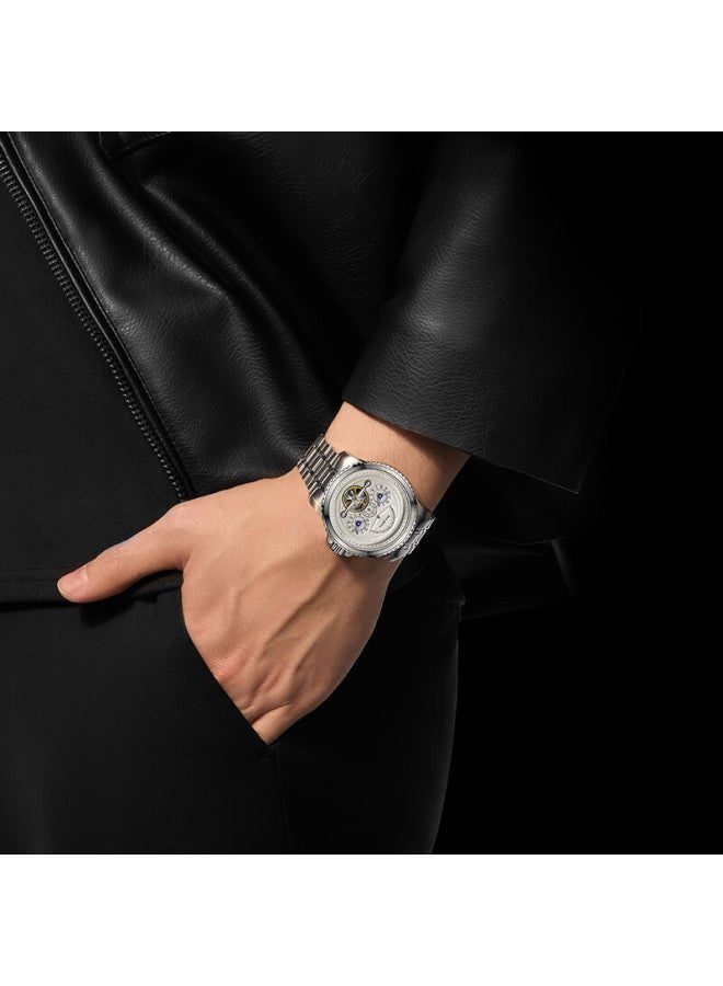 Seagull Automatic Mechanical Watch For Men, Calendar Dual Time Zone Skeleton Tourbillon Men's Watch Gift 816.13.6172