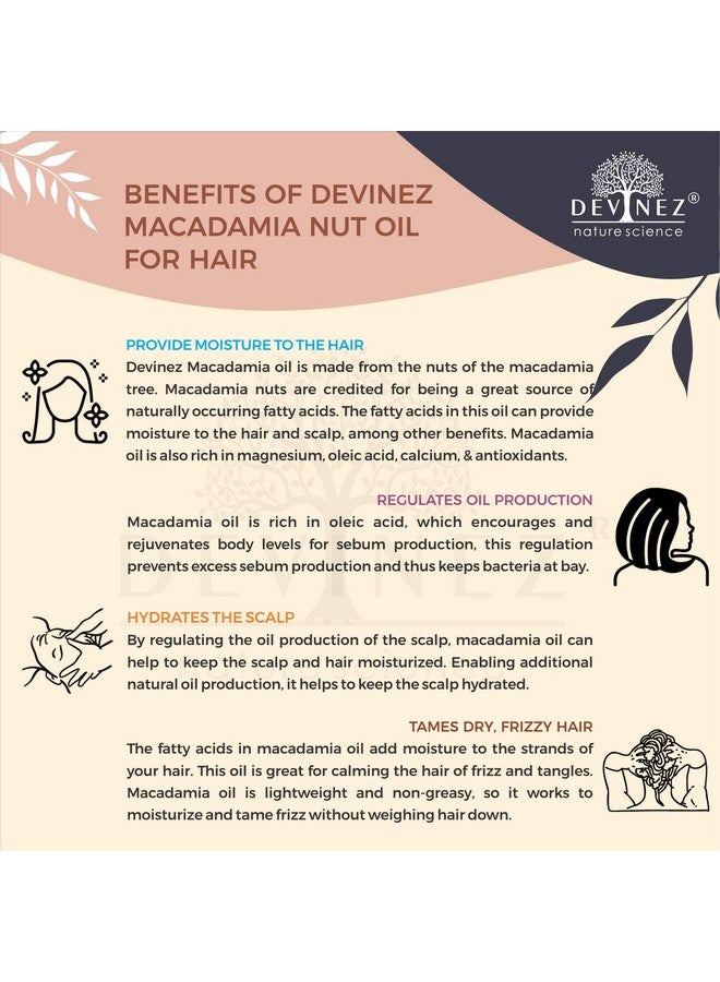 Devinez Macadamia Nut Cold-Pressed Oil, 50ml 100% Pure, Natural & Undiluted, Oleic Acid (Omega 9), for Healthy Hair, prevent wrinkles, age spots and other signs of aging - Image 3