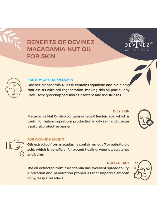 Devinez Macadamia Nut Cold-Pressed Oil, 50ml 100% Pure, Natural & Undiluted, Oleic Acid (Omega 9), for Healthy Hair, prevent wrinkles, age spots and other signs of aging - Image 4