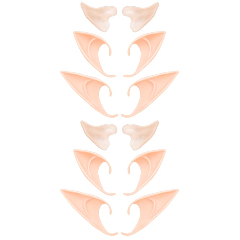 Tavery 6 Pairs Elf Ears Cosplay Fairy Pixie Fairy Ears Soft Pointed Ear Tips Anime Party Dress Up Costume Makeup Masquerade Accessories Halloween Elven Vampire 6 Pairs - Image 2