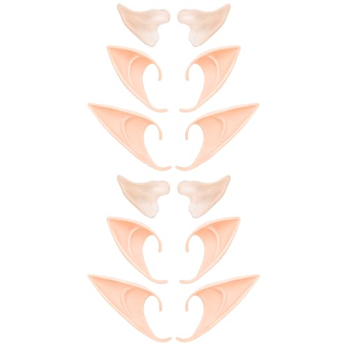 Tavery 6 Pairs Elf Ears Cosplay Fairy Pixie Fairy Ears Soft Pointed Ear Tips Anime Party Dress Up Costume Makeup Masquerade Accessories Halloween Elven Vampire 6 Pairs - Image 1