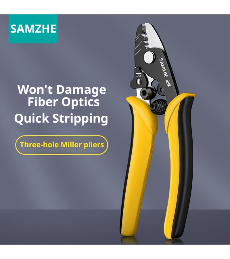 Three Port Fiber Optic Stripping Pliers for FTTH Wire Stripper Tool with Slide Lock Plier Nose CFS 3 - Image 1