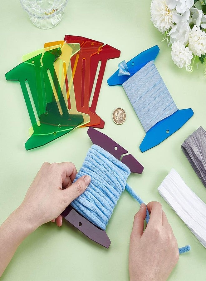 BENECREAT 6 Pcs Acrylic Binding Holder, 6 Colors Quilt Binding Tool, Floss Bobbin, Thread Winding Boards for Organizing Binding Cross-Stitch - Image 3