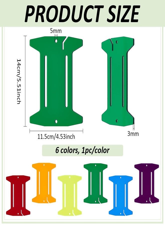 BENECREAT 6 Pcs Acrylic Binding Holder, 6 Colors Quilt Binding Tool, Floss Bobbin, Thread Winding Boards for Organizing Binding Cross-Stitch - Image 2