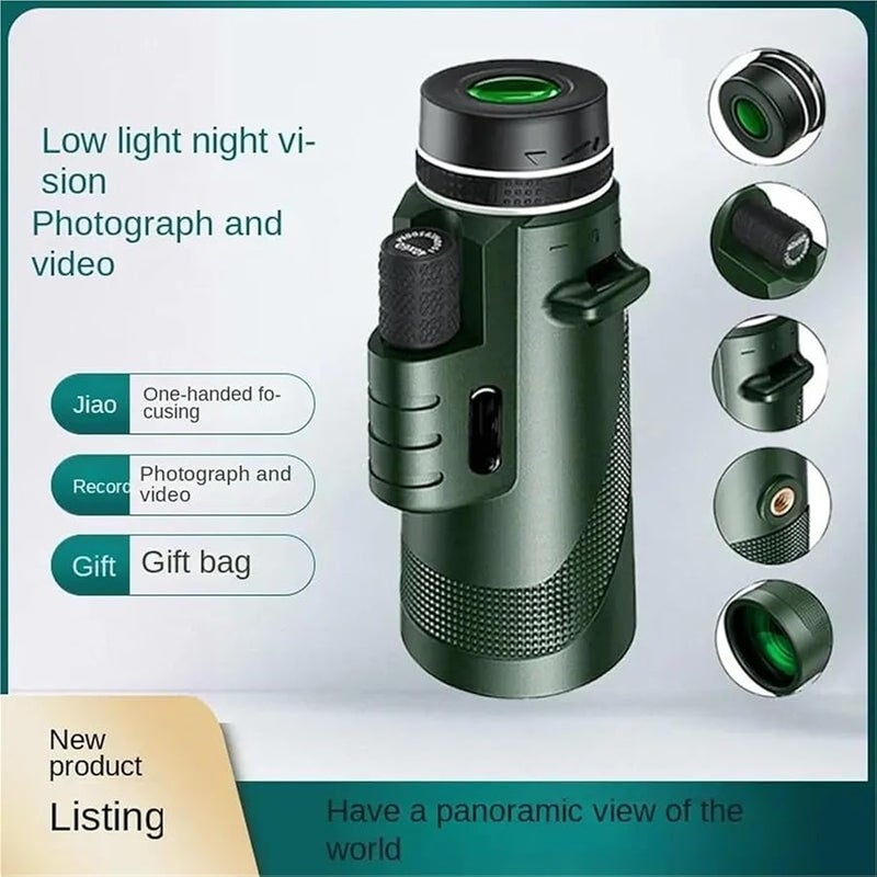 High Definition Single Tube Telescope Compact Portable Day Night HD Black - Image 3
