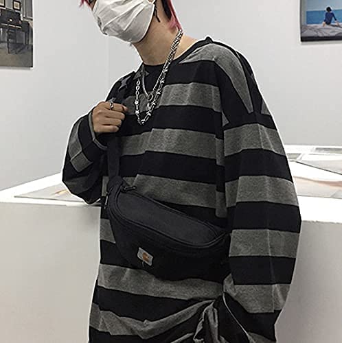 POHADON Striped Crewneck Long-Sleeve T-Shirt Alt Pullover Emo Shirt Punk Japanese Harajuku Streetwear - Image 2