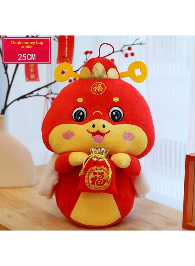 2025 Year Of The Snake Mascot Doll Plush Toy Orderable Zodiac Doll Doll Spring Festival Annual Meeting Product Logo-Specification:Customizable Logo - Invoice Available-Color:Cloak Money Bag Snake【25cm】  - Image 1
