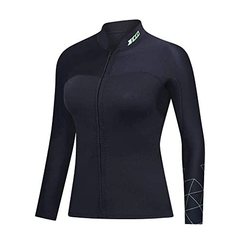 ZCCO Wetsuit Top Women's 3mm Neoprene Wetsuits Jacket,Front Zipper Long Sleeves Diving Suit for Swimming,Snorkeling,Scuba Diving,Surfing (3FT-WM-M) - Image 2