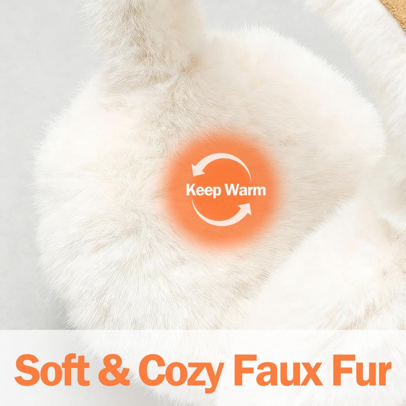 Kedofe Ear Muffs for Winter Women Foldable Fuzzy Cold Outdoor Earmuffs Soft Faux Furry Ear Warmers Covers (Grey) - Image 2