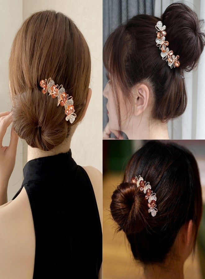 Sinide Hair Side Comb Crytal Hair Pins for Bridal, Butterfly Rhinestone Hair Clips Wedding Flower Hair Decorations Hair Tools for Brides Bridesmaids Women Ladies (4 Pack) - Image 4
