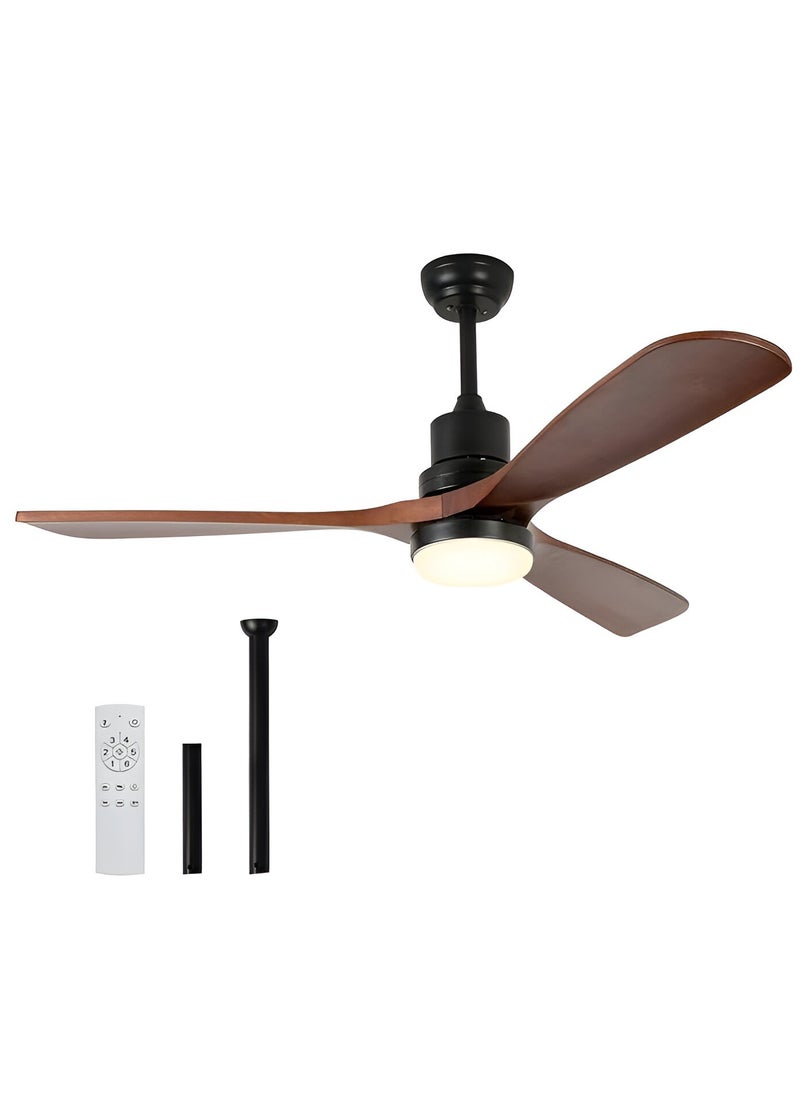Shard Ceiling Fans with Lights,Walnut Low Profile Ceiling Fans with Remote, Noiseless Reversible Dc Motor For Indoor Outdoor Living room Farmhouse  - Image 1