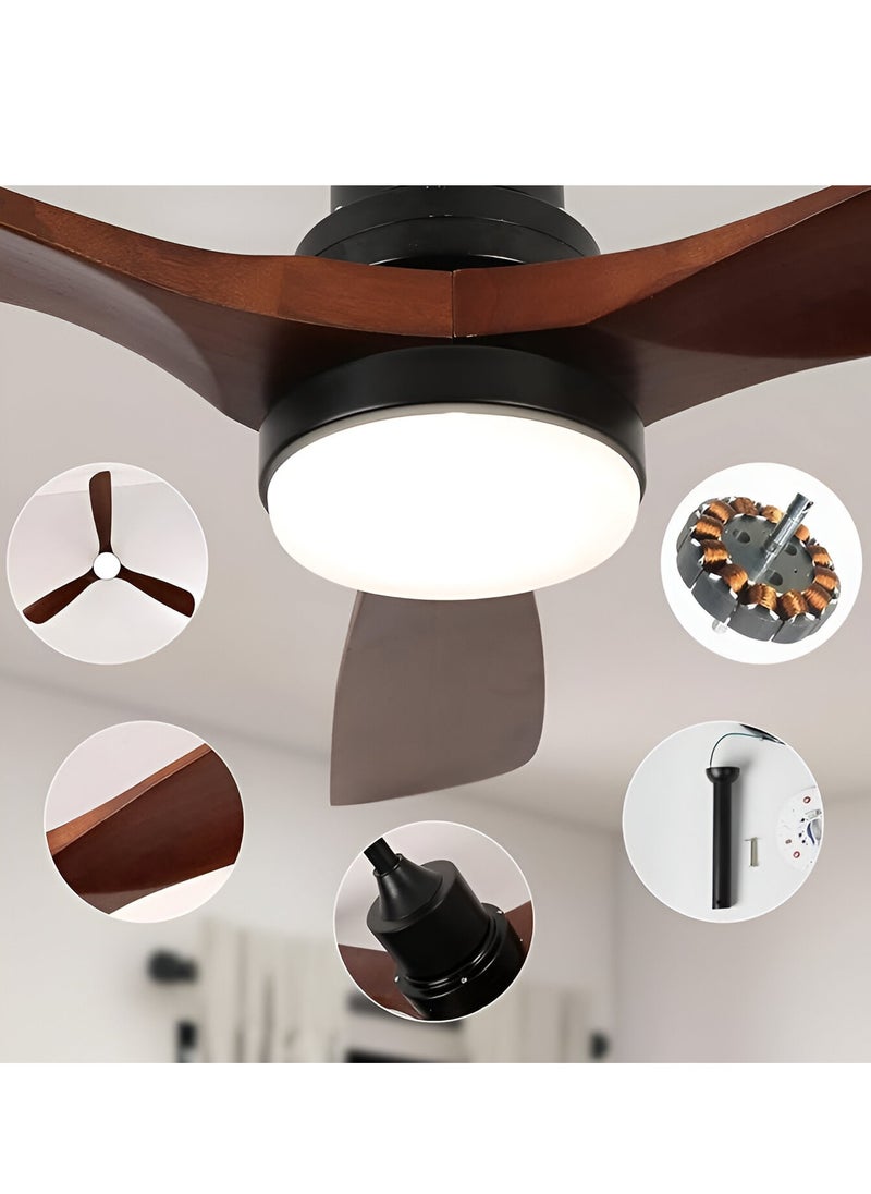 Shard Ceiling Fans with Lights,Walnut Low Profile Ceiling Fans with Remote, Noiseless Reversible Dc Motor For Indoor Outdoor Living room Farmhouse  - Image 2