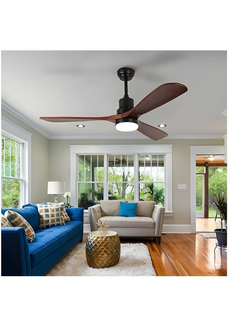 Shard Ceiling Fans with Lights,Walnut Low Profile Ceiling Fans with Remote, Noiseless Reversible Dc Motor For Indoor Outdoor Living room Farmhouse  - Image 4