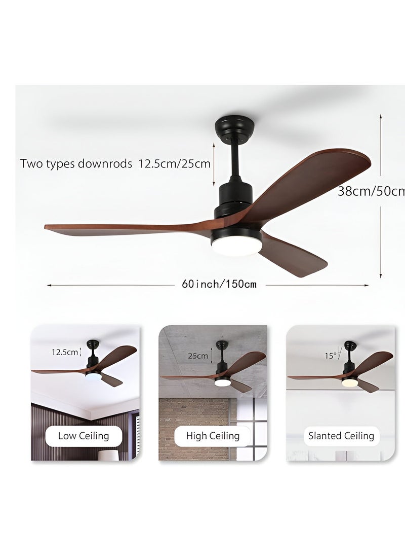 Shard Ceiling Fans with Lights,Walnut Low Profile Ceiling Fans with Remote, Noiseless Reversible Dc Motor For Indoor Outdoor Living room Farmhouse  - Image 3