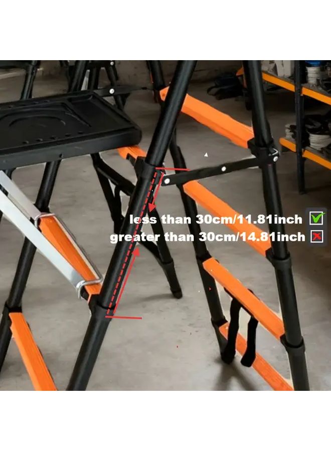 Black Heavy Duty Foldable Ladder Platform Tray Insulated Surface For Electricians - Image 5