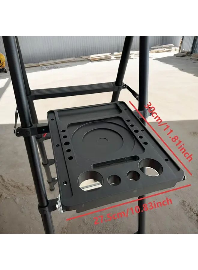 Black Heavy Duty Foldable Ladder Platform Tray Insulated Surface For Electricians - Image 4