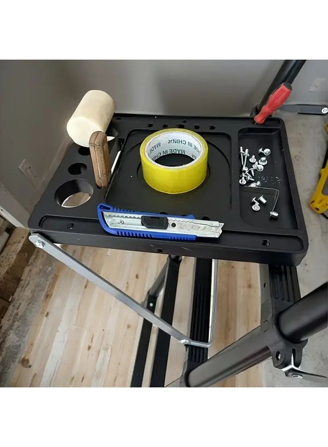 Black Heavy Duty Foldable Ladder Platform Tray Insulated Surface For Electricians - Image 3