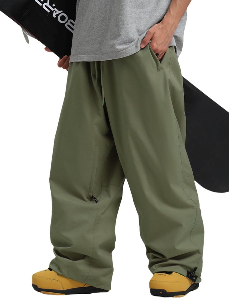 GSOU SNOW Men Women Snow Pants Baggy Snowboard Pant Ski Loose Waterproof Windproof Warm for Winter Green - Image 1