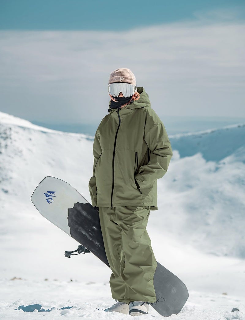 GSOU SNOW Men Women Snow Pants Baggy Snowboard Pant Ski Loose Waterproof Windproof Warm for Winter Green - Image 3