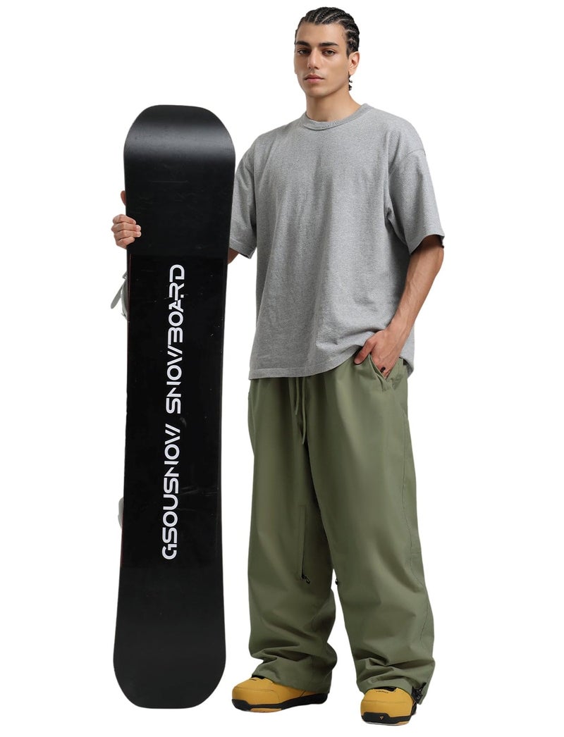 GSOU SNOW Men Women Snow Pants Baggy Snowboard Pant Ski Loose Waterproof Windproof Warm for Winter Green - Image 4