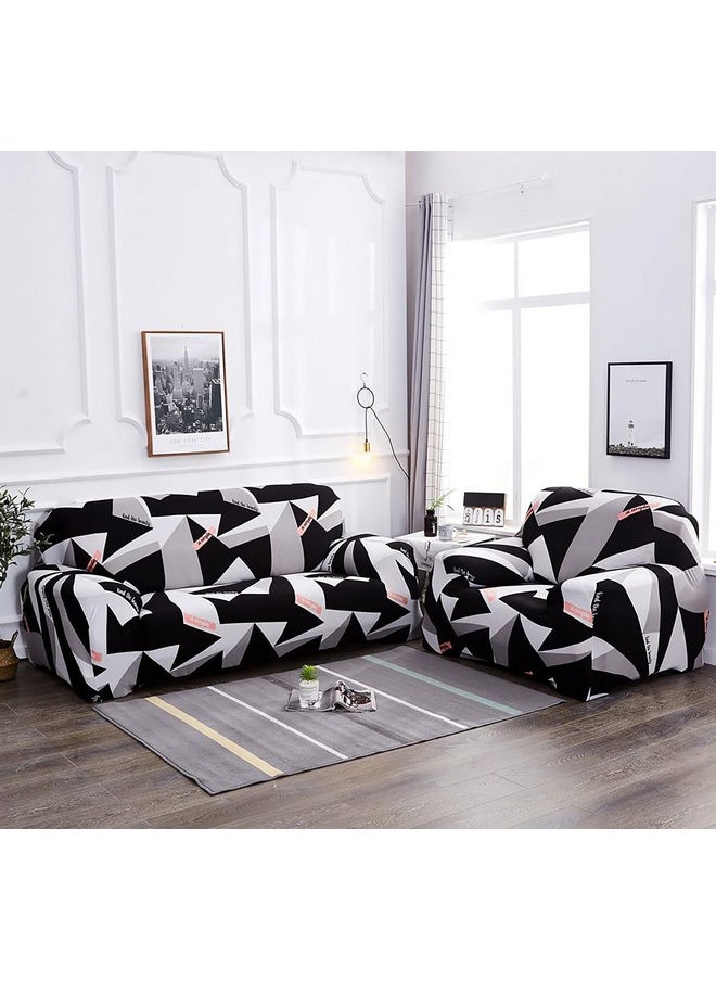 HOUSE OF QUIRK House of Quirk Universal Double Seater Geometric Sofa Cover Big Elasticity Cover for Couch Flexible Stretch Sofa Slipcover (Double Seater, Black Prism), Polyester & Spandex  - Image 3