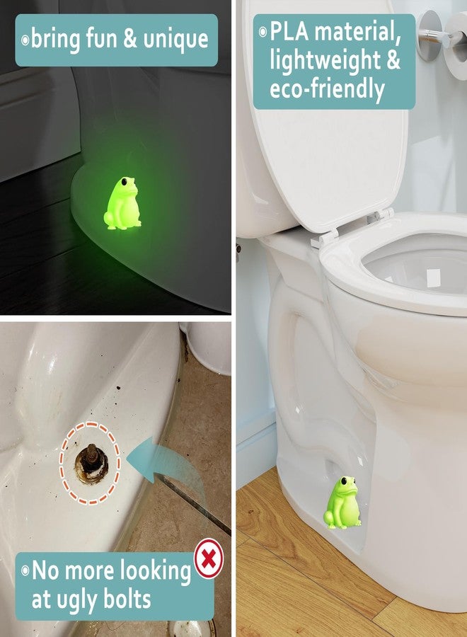 boeemi Toilet Bolt Caps Decorative Glow in The Dark- 2PCs Frog Toilet Bowl Bolt Covers Luminous Green PLA Cute Bathroom Decor Accessories Rust Prevention - Image 3