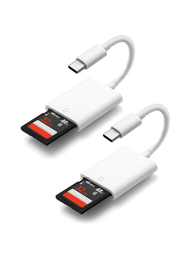 بشكل مختصر [حزمة من 2] قارئ بطاقة ذاكرة USB-C SD محول Type C لـ iPhone 17/16/15 Pro/Max/Plus، MacBook Pro Air 2024-2016، Mac/iPad Pro Air/Surface، لـ Samsung S25/S24/S23 Ultra/Plus، لـ Google Pixel، وأكثر