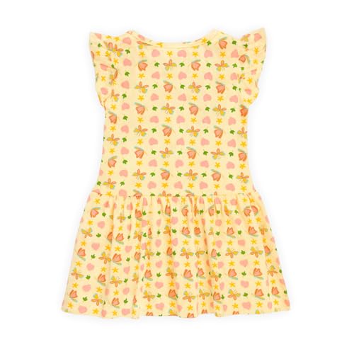 Kidbea® Girls Cotton Frock | Floral & Heart Printed Summer Dress | Soft & Breathable Casual Wear | Ruffle Sleeves | Kids Outfit (Yellow, 2-3 Years) - Image 3